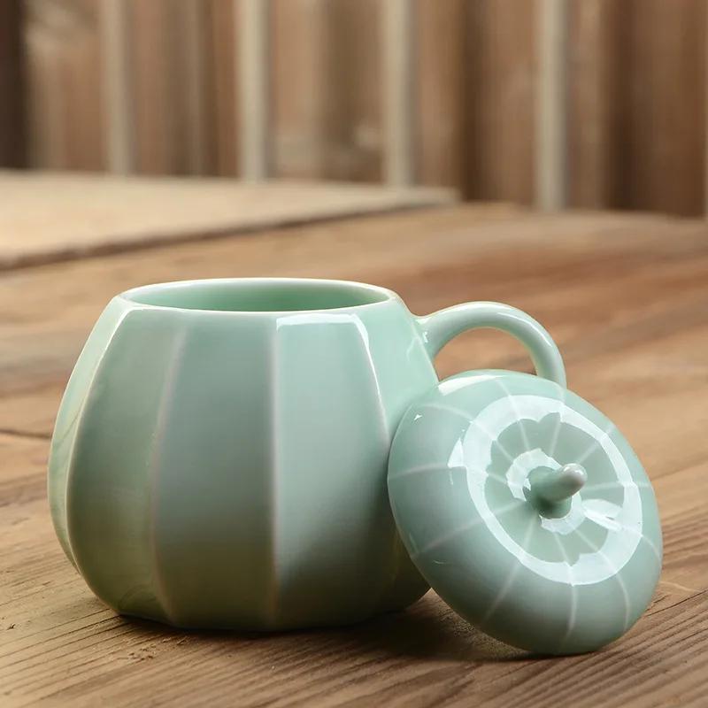 Pumpkin Water Mug Breakfast Milk Cup Cute Halloween Ceramic Mug with Lid Christmas Eve Presents Drinkware