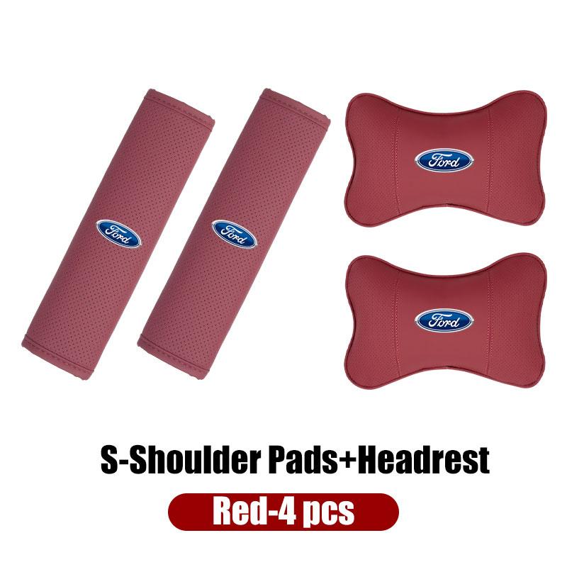 KLKY5 For Ford Soft Car Headrest Cushion Seat Belt Shoulder Protector Cover Focus Mk2 Mk3 Mk4 Fiesta Ranger Mondeo S-MAX Kuga