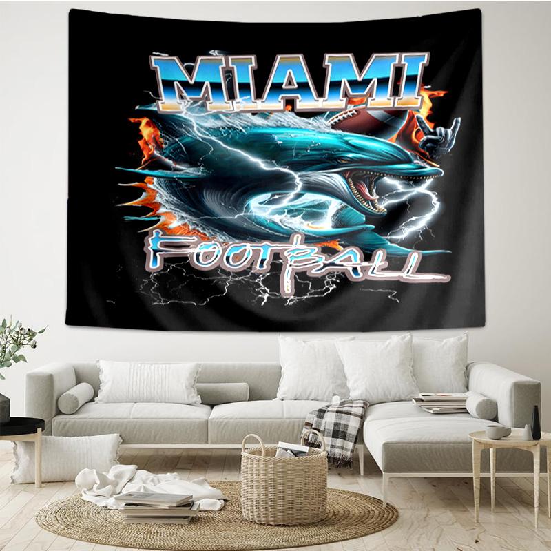 Delfine Team Logo Artwork Schnelltrocknendes Wandteppich zum Aufhängen für Schlafzimmer, Wohnzimmer, Spielzimmer, Dekor Kunstzimmer Wandteppich Feiertags- und Geburtstagsgeschenke