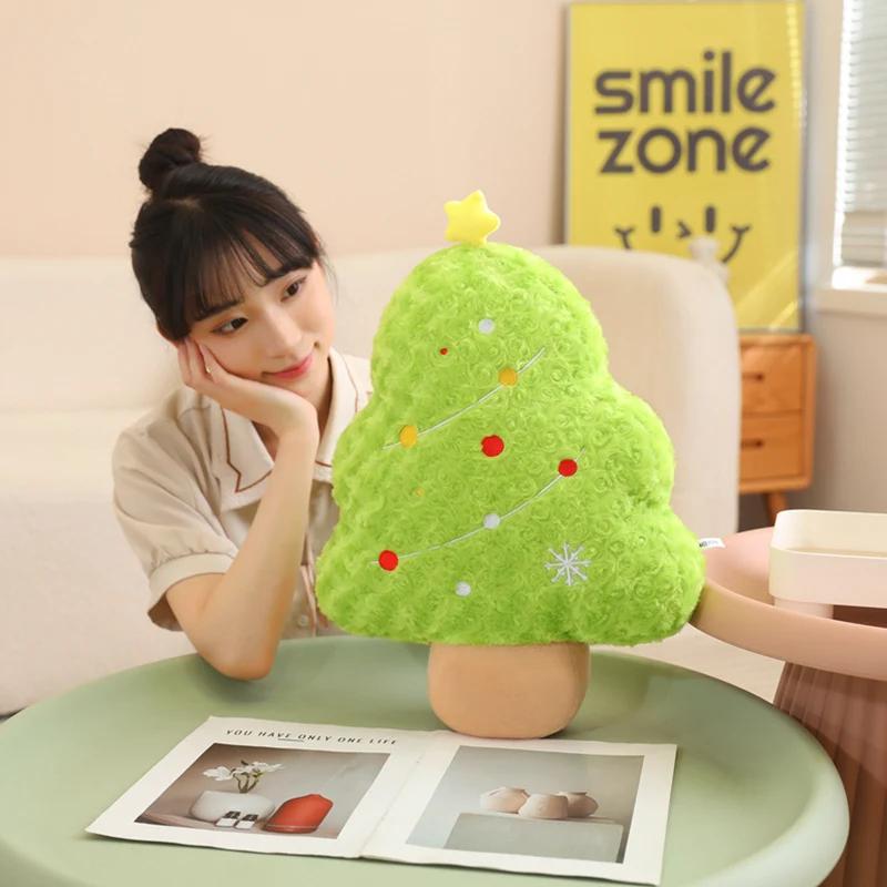 Kawaii Christmas Tree Plush Dolls Stuffed Soft Animals Cartoon Snowman Gingerbread Man Toys For Kids Baby Xmas Gift Party Decor