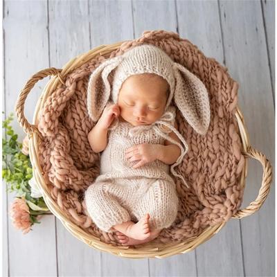 Neugeborenen Strick Fotografie Anzug Baby Niedlich Großohriger Hase Fotobuch Anzug Vollmond Baby Handgestrickte Kleidung