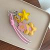 Yogodlns Flower Faux Leather Bag Charm, Braided Cord Cute Leather Star Accessory Bag Pendant for Women Girls