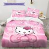 Hello Kitty Cute Pattern Bedding,Quilt Set Quilt Cover Pillowcase Home Birthday Gift(1 * Duvet Cover + 2 * Pillowcase, Without Core)