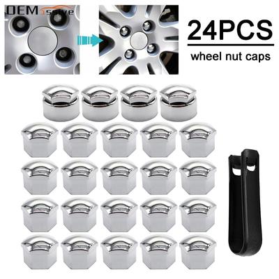 24pcs 17MM Chrome Car Wheel Nut Caps Screw Covers For Vehicle Tyre Protection Anti Theft Decoration Guard Cap Protector Set