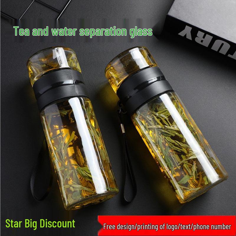 Double Wall Glass Tea Infuser Cup: Portable, Insulated, High Borosilicate Glass with Stylish Design for Travel