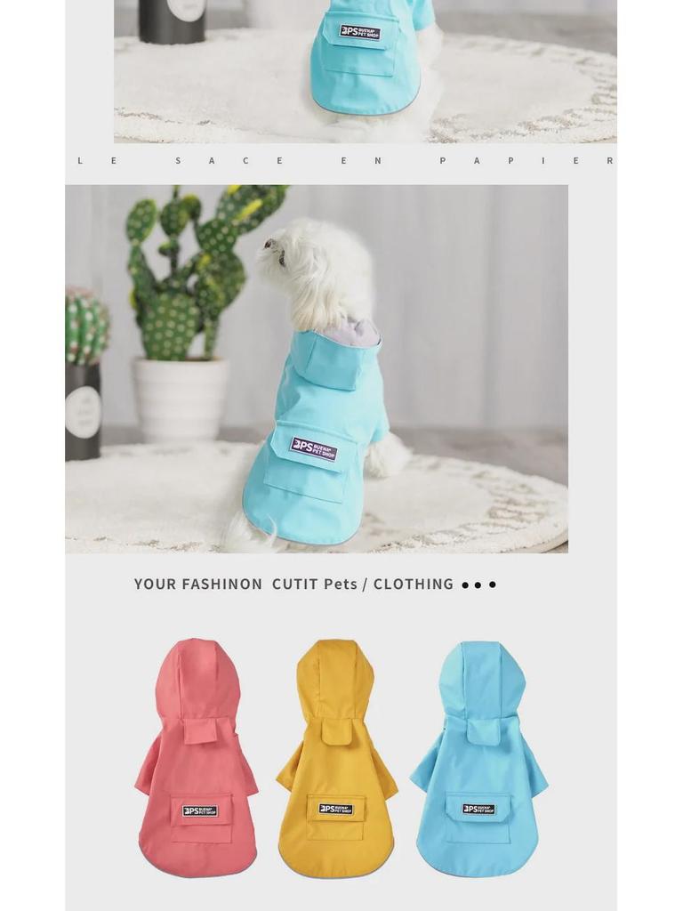 Hooded Waterproof Four-Legged Raincoat for Small Dogs
