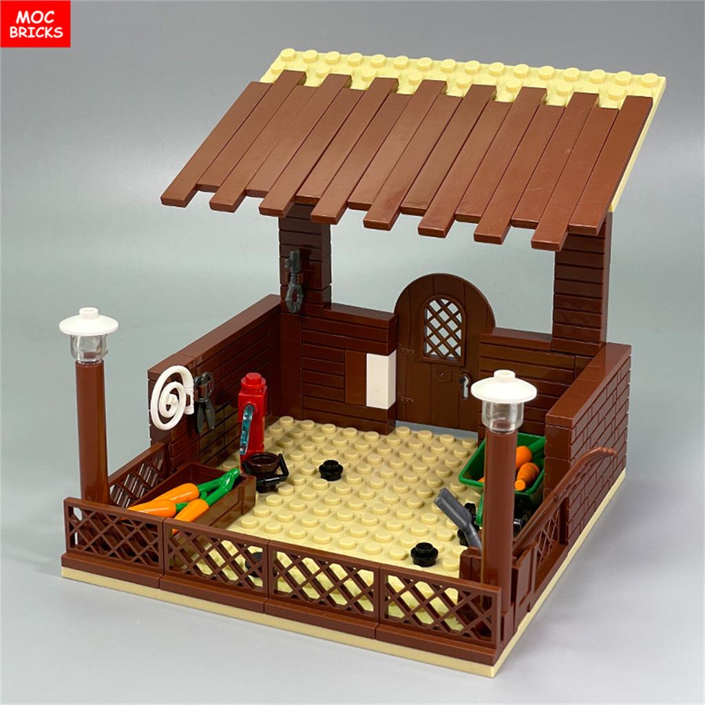 MOC Bricks Cute Sheep Goat Shed Sheepfold Animal DIY Farm Grassland View Building Blocks Accessories Children's Toys Gifts