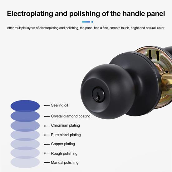 Dørknott i rustfritt stål Innendørs Hjemmekontor Soverom Bad Lydløs Privatliv Dørlås Matt Svart Innvendig Dørhåndtak Erstatning