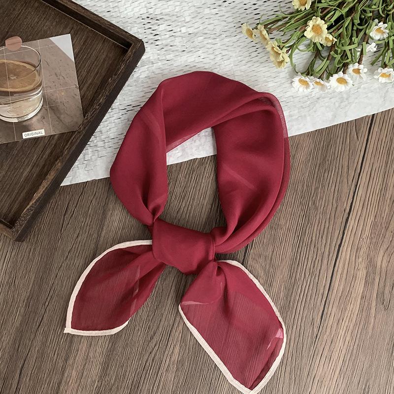 Silk scarf square scarf high-end summer solid color soft fashion scarf with shirt thin scarf scarf shawl
