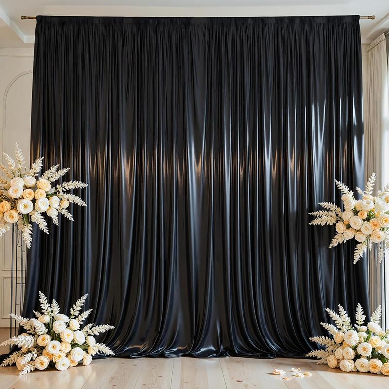 1PC Satin Backdrop Curtains Baby Shower Photo Background Drapes for Birthday Party Wedding Arch Stage Back Drop Cloth Decoration