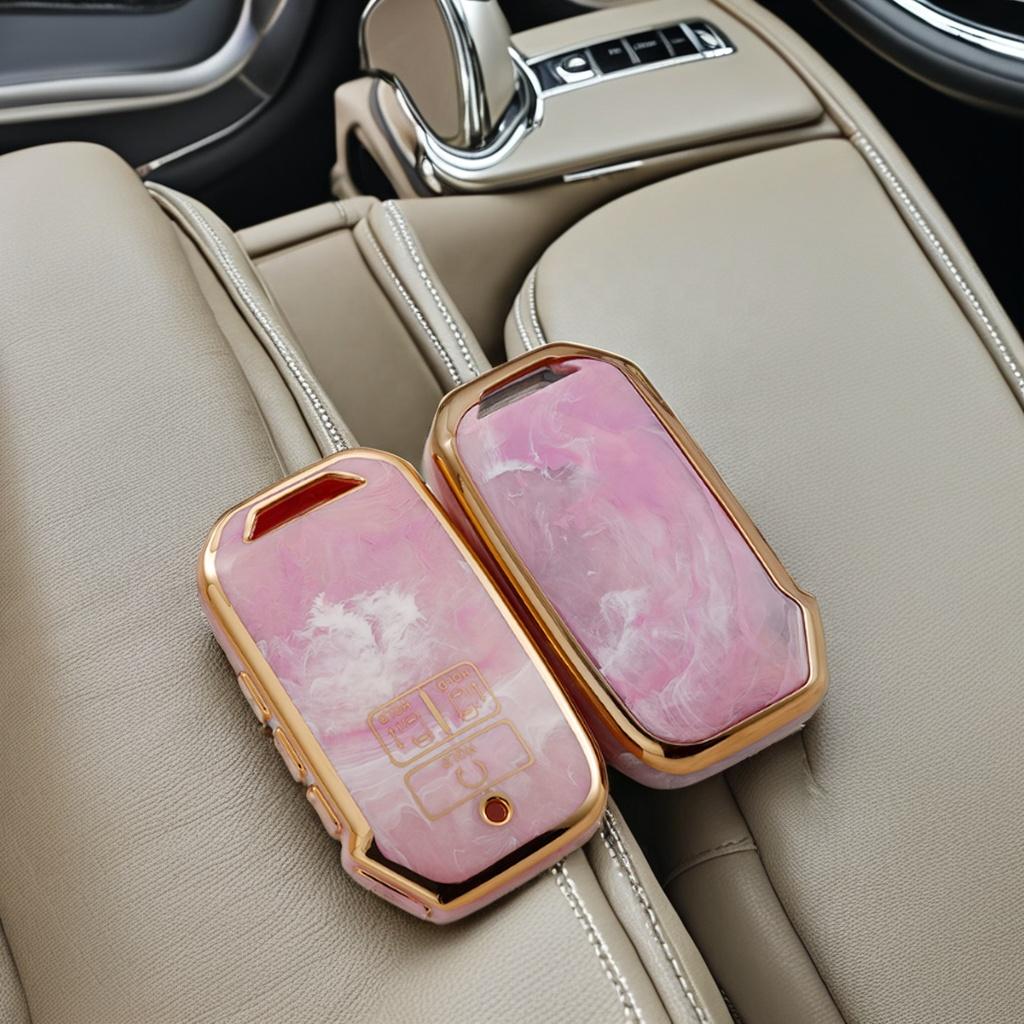 2021-2023 Kia Carnival Anti-scratched Key Protector 7-Button Key Fob Case Compatible with KA4 EX SX LX Fiesta Kia Rio K5 Models розовый