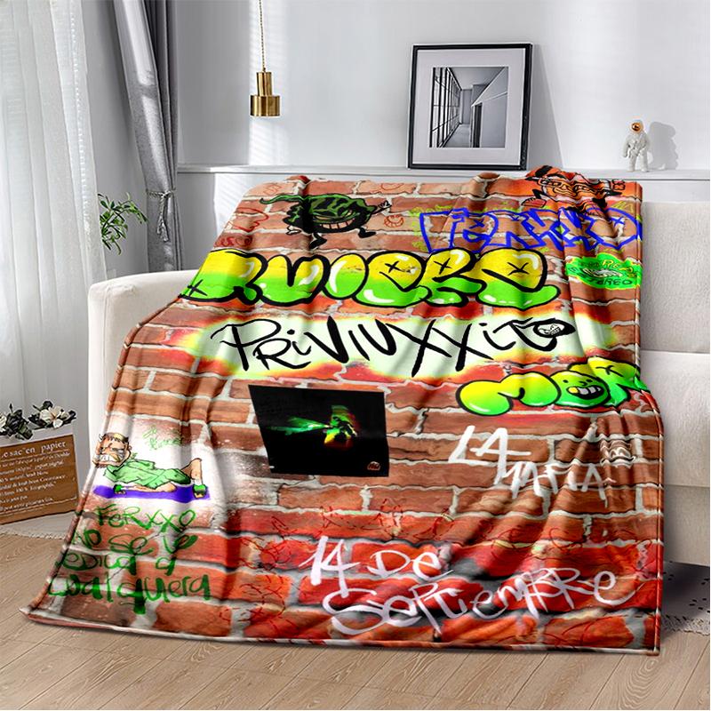 Miękki pluszowy koc 3D Feid Ferxxo Muzyka Hip Hop Pop, Koc flanelowy do salonu sypialni łóżka sofy piknikowy pokrowiec