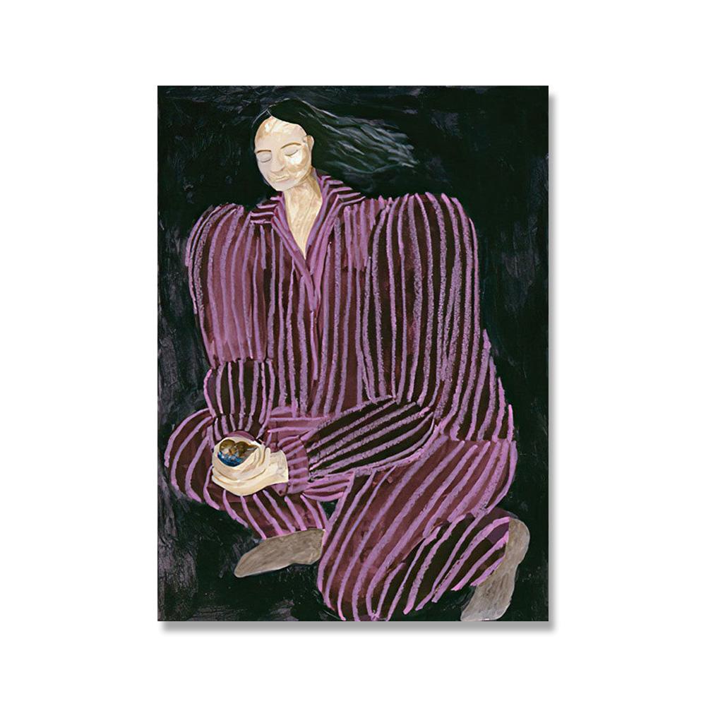 Affiche abstraite de fille de courbe de géométrie de ligne, art mural moderne, peinture sur toile, affiches et impressions, images murales pour la décoration du salon