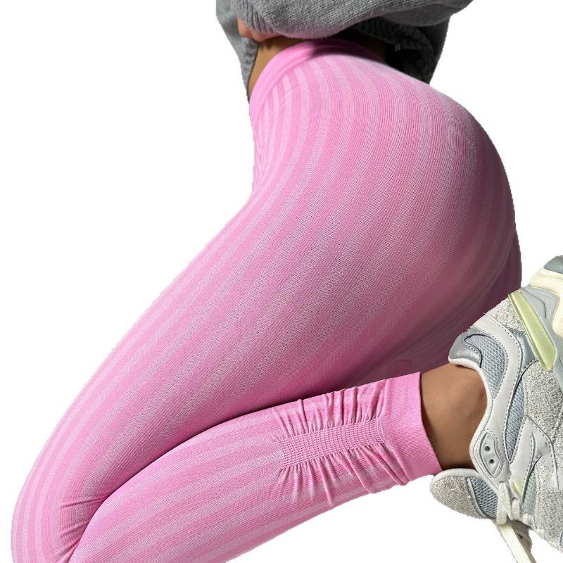 [Sample Model] Seamless High-waist Wrinkled Peach Hip Tight Sports Trousers Women's Hip-lifting Yoga Pants