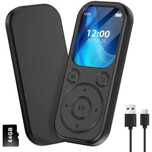 

MP3-плеєр [Двонаправлений Bluetooth 5.3 та найменший у галузі корпус 26 г] Вбудований динамік, Музичний плеєр, Цифровий аудіоплеєр, Компактний, Великий об єм 64 ГБ