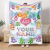 Name Custom CARE BEARS Print Flannel Blanket High Quality Warm Comfortable Cover for All Seasons Perfect for Gifts Home Decor