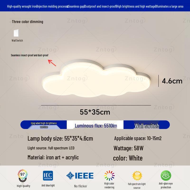 Cream Style Modern Minimalist Full Spectrum Ceiling Light for Eye-Protection In Children's Room and Master Bedroom