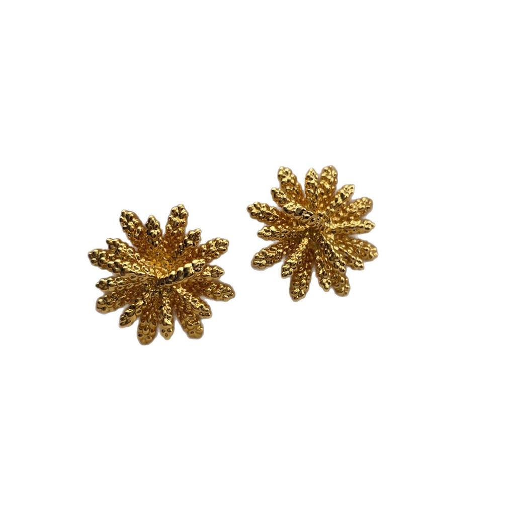 Gold And Silver Flower High-End Exquisite Stud Earrings, Earrings Temperament Niche Unique Beautiful Luxury Women'S Earrings