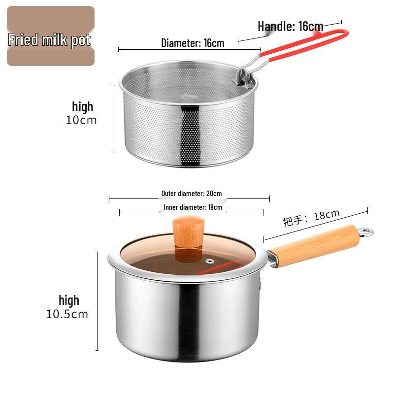 Multifunctional Mini Deep Fryer & Milk Pot with Frying Basket