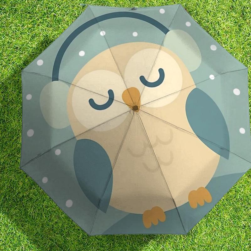 Cozy Owl Design Umbrella: Perfect for Outdoor Adventures, Auto Opening & Closing, Ideal as a Gift 102