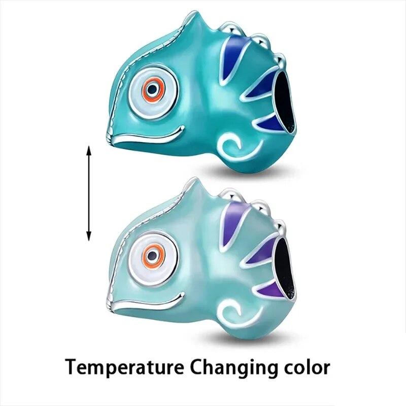 Copper Chameleon Owl Beads Fit Pandach Original Diy Bracelets Pendant Charm Beads Fashion Birthday Gifts Jewelry