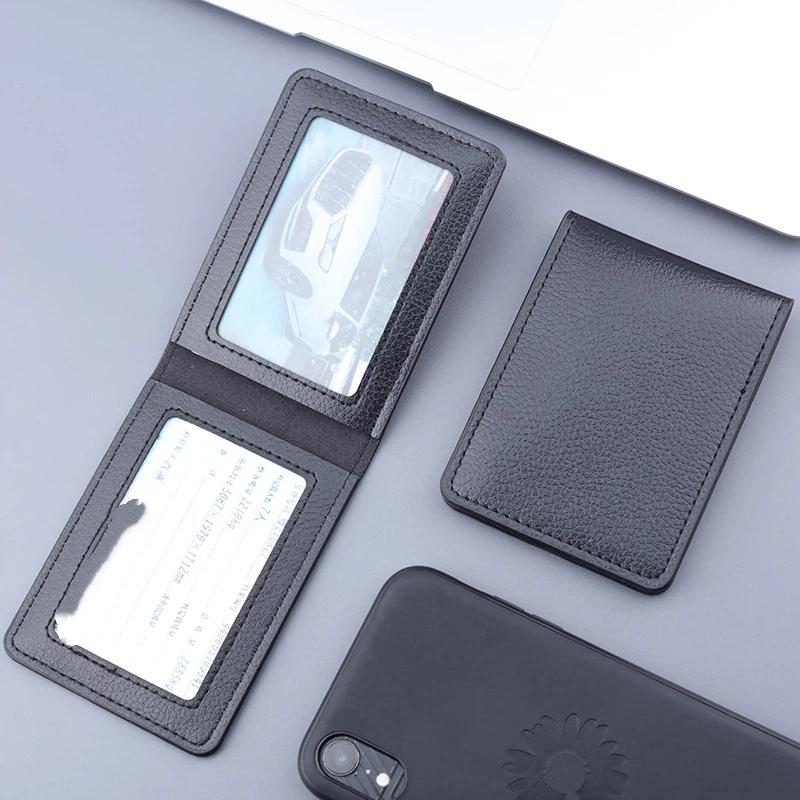 Pu Leather Card Holder With Multiple Transparent Card Slots And Durable Design Perfect For Daily Business Travel Id Bank Card