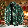 Men's Corduroy Jacket Loose Fit Casual Long Sleeve Lapel Collar Top with Christmas Print for Fall and Winter