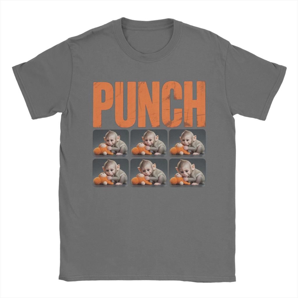Unisex Kvinnor Grafiskt Tryckt Team Punch Punch the monkey Babyapa som Håller Gosedjur T-shirt Bomulls-T-shirts Kläder