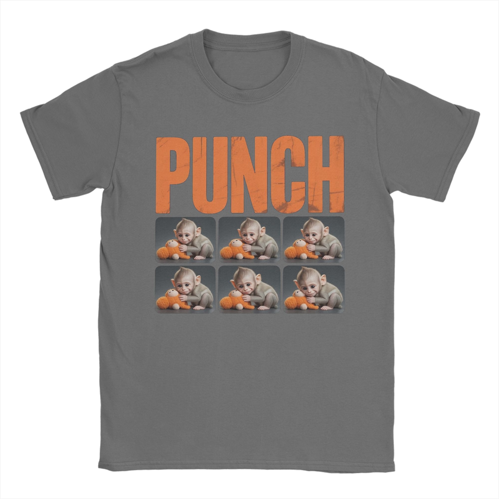 

Men Women Graphic Printed Team Punch Punch the monkey Baby Monkey Holding Plush Toy Tee T Shirt Cotton Tshirts Clothing 4XL