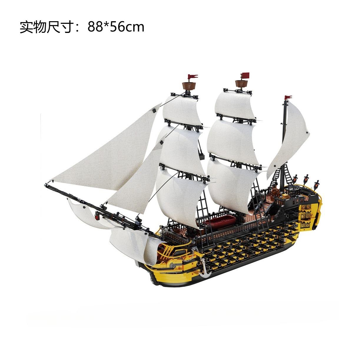 Pirate Ship Endeavour Construction Blocks Set - Creative Assembling Model Blocks Plaything For Kids Birthday Gift