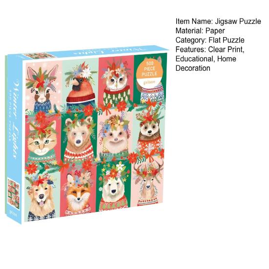 500Pcs/Set Christmas Jigsaw Puzzle Four Seasons Cityscape Animal Puzzle Challenge Game Educational Puzzle Toy Holiday Party Family Activity Decoration