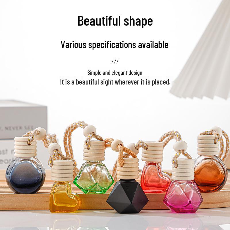 Gradient Car Air Freshener Glass Pendant, Transparent Aroma Diffuser Bottle, Empty for Fragrance 
