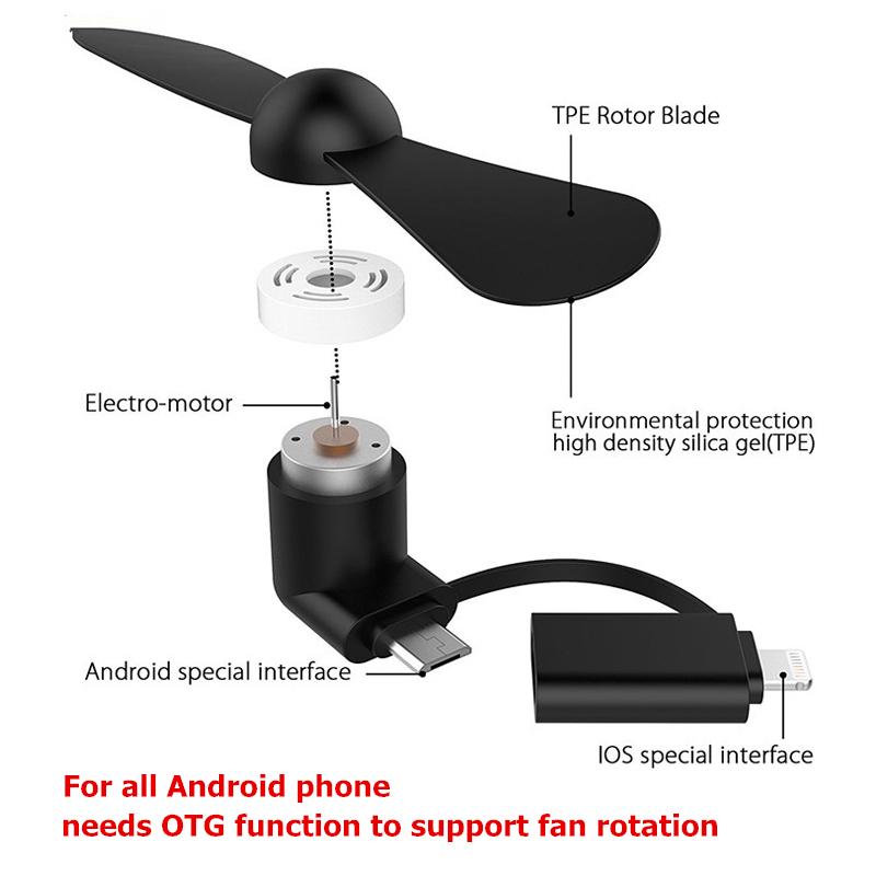 Mini 2 in 1 Portable Micro USB Fan