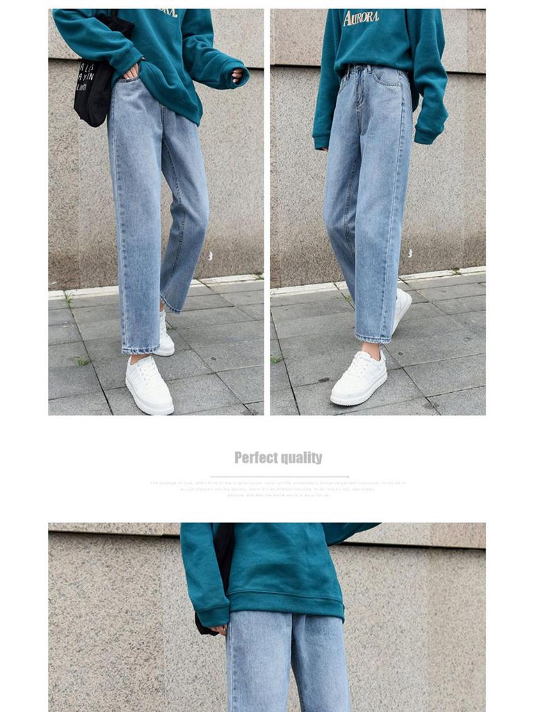 2025 Loose High-Waisted Straight-Leg Jeans for Women, Korean Style, Slimming, Plus Size, Student BF Style
