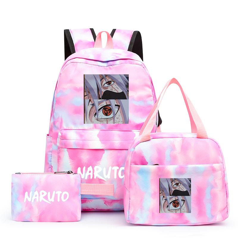 3-teiliger Schulrucksack für Mädchen Y2K mit Lunch-Taschen, Studenten-Taschen-Set, Kinder-Stifttasche, zurück zur Schule, Anime-Leinwand-Rucksack