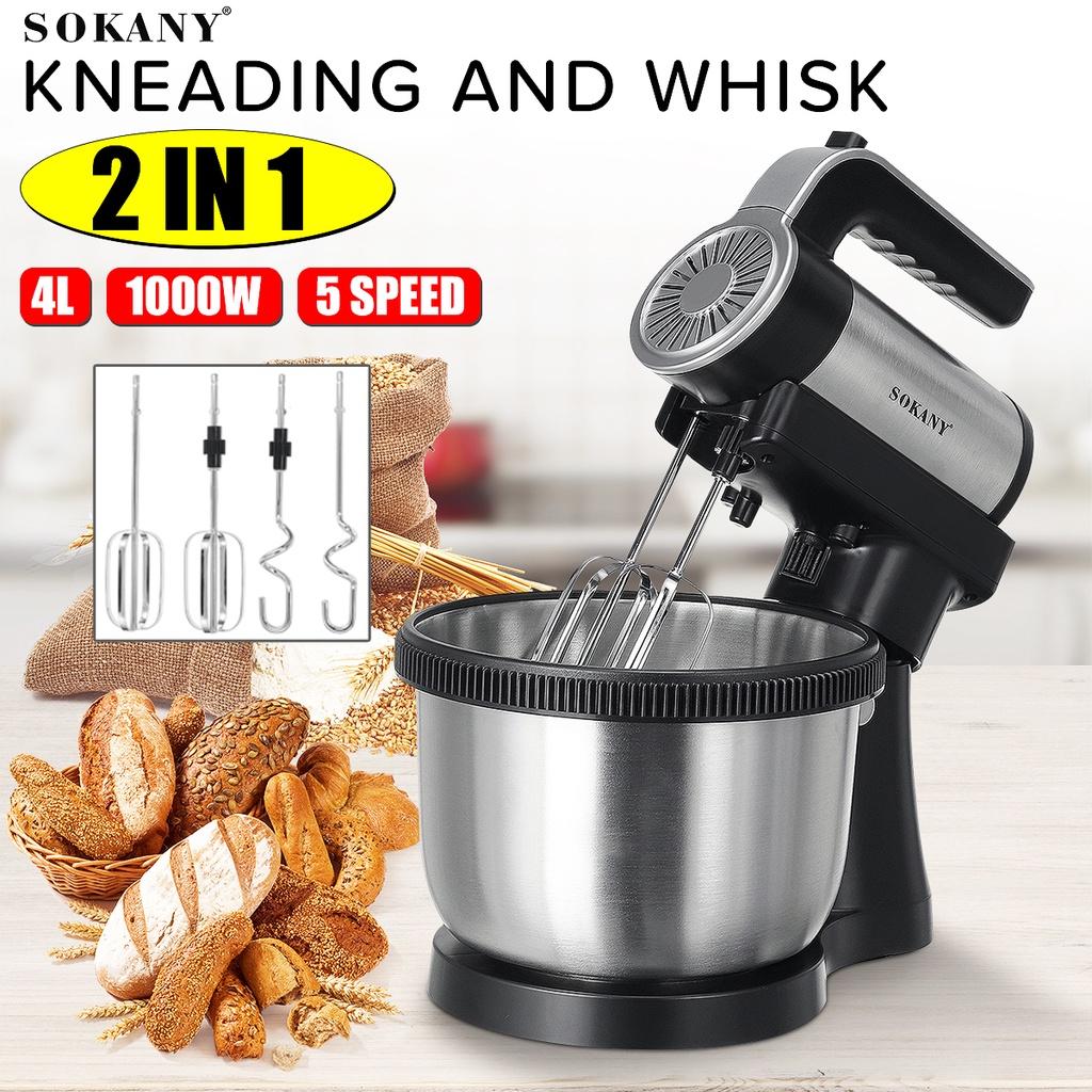 1000W 5 Speed Stand Mixer Stainless Steel Bowl Mixing Baking Kitchen Cooking Hand Blender 4L