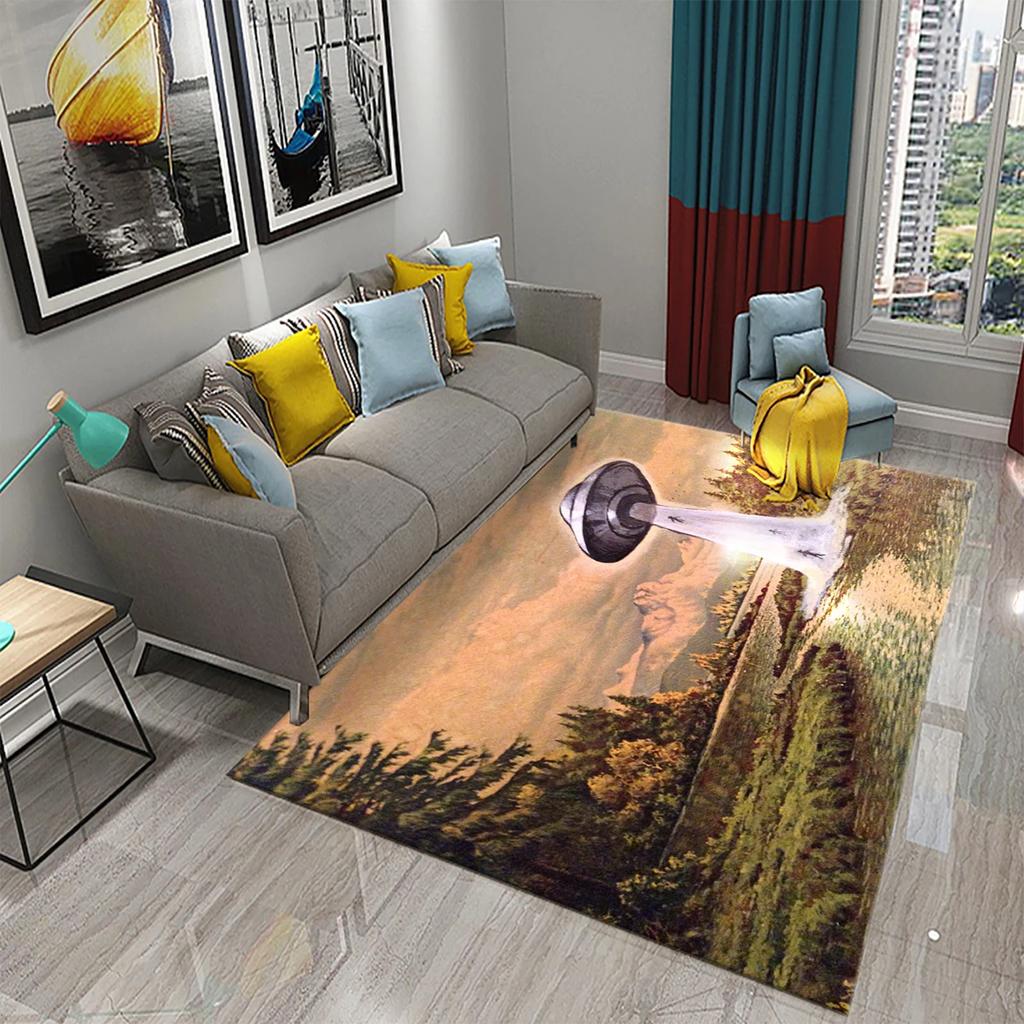 UFO Alien Carpet Mystery Science Fiction Theme Rugs for Bathroom Kitchen Floor Door Anti-Slip Mat Bedroom Entrance Decor Rugs