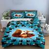 Cartoon Squirrel and Fish Pattern Bedding Set Bedding set (1 duvet cover, 2 pillowcases, duvet not included)