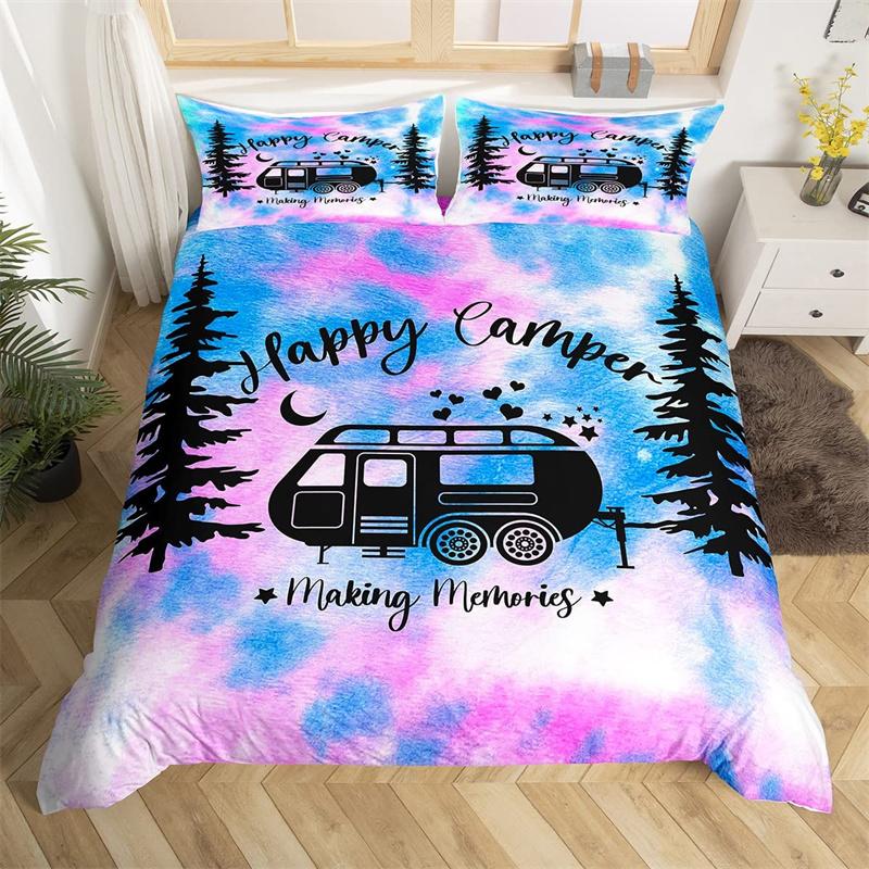 Camping Duvet Cover Galaxy Comforter Cover Microfiber Farmhouse Style Bedding Set King For Boys Girl Camper Lovers Birthday Gift