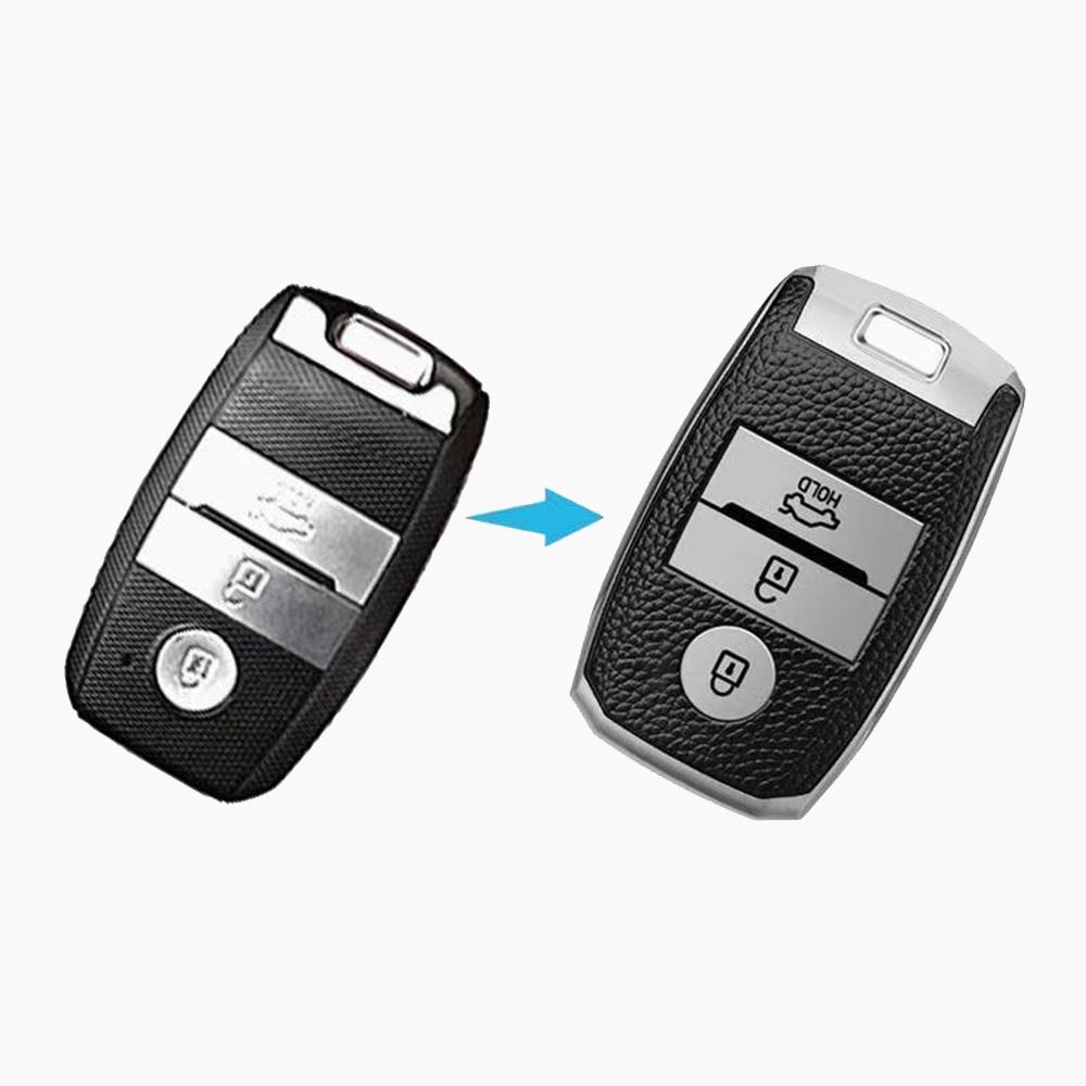 3 Knappar Skal Fob För KIA Rio Rio5 Sportage Ceed Cerato K3 KX3 K4 K5 Sorento Optima Picanto TPU Läder Bil Smart Nyckelfodral Skydd