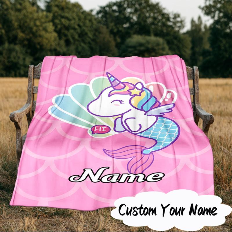 Custom Name Unicorn Dreams Art Blanket  Ideal Bedding Blanket Perfect for Travel, Camping, Living Rooms, Offices, Sofas, Fan Christmas gift