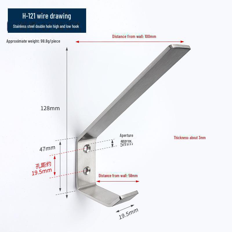 Black Stainless Steel Wall-Mounted Hook for Bathroom, Kitchen, or Door