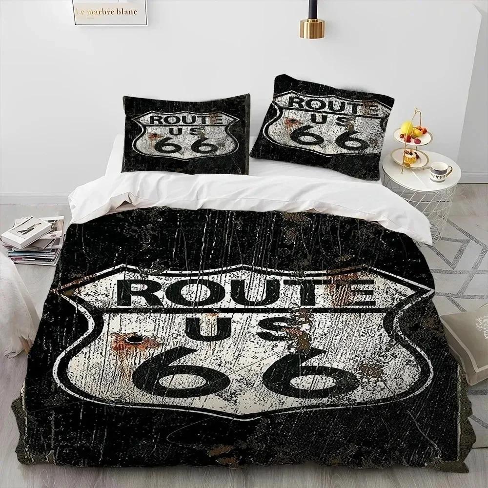 3D Print Historic Route 6 Mother Road Beding Set Bedrom Soft Modern Bedspreads Comefortable Soft with Soft Fabric Duvet Cover Quilt Pilowcase