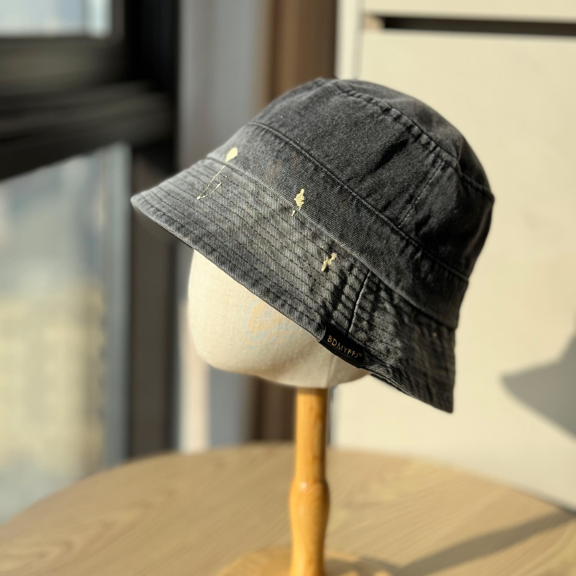 

Spring and summer new denim fisherman hat for women2026Versatile casual sun protection hat, large head circumference, makes the face look smaller, Adult54-60Adjustable чёрный
