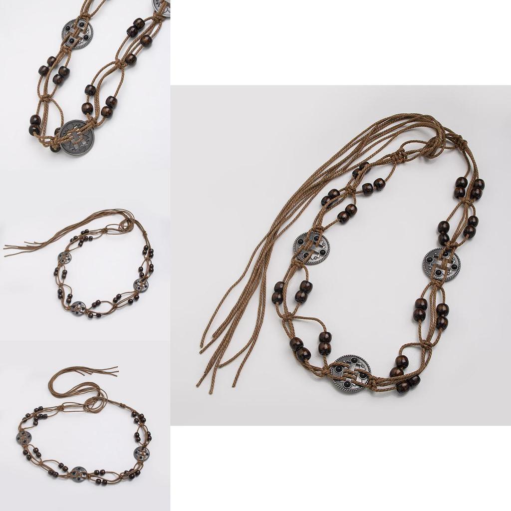 Bohemian Waist Rope Handmade Cotton Linen Ethnic Belt For Summer Vacation Casual Outfits