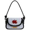 PU Leather Apple Plaid Shoulder Bag with Adjustable Strap Crossbody Bag Versatile Flap Bag for Women Work Shopping Travel Daily