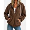Autumn Winter New Women's Sweatshirt, European American Style Half Zip Hoodie, Loose Long Sleeve Drawstring Casual Top for Women