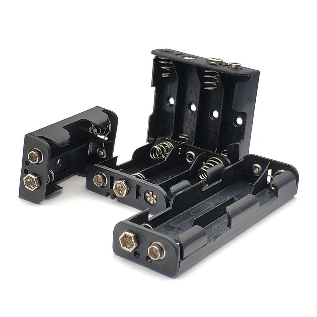 AA Battery Holder 3V 6V 9V 12V for 2X 4X 6X 8X AA Batteries Black Plastic Storage Box Case Dual Layers with 9V Connector
