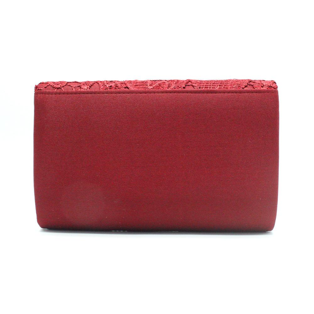 Elegant Lace & Satin Clutch Evening Bag with V-Shaped Flap