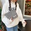 Korean-Style Plaid Corduroy Makeup Bag - Large Capacity, Portable Toiletry Storage